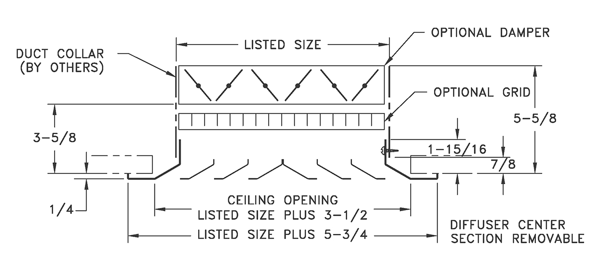 AL1400 FR33 - Ceiling Diffuser for T-bar