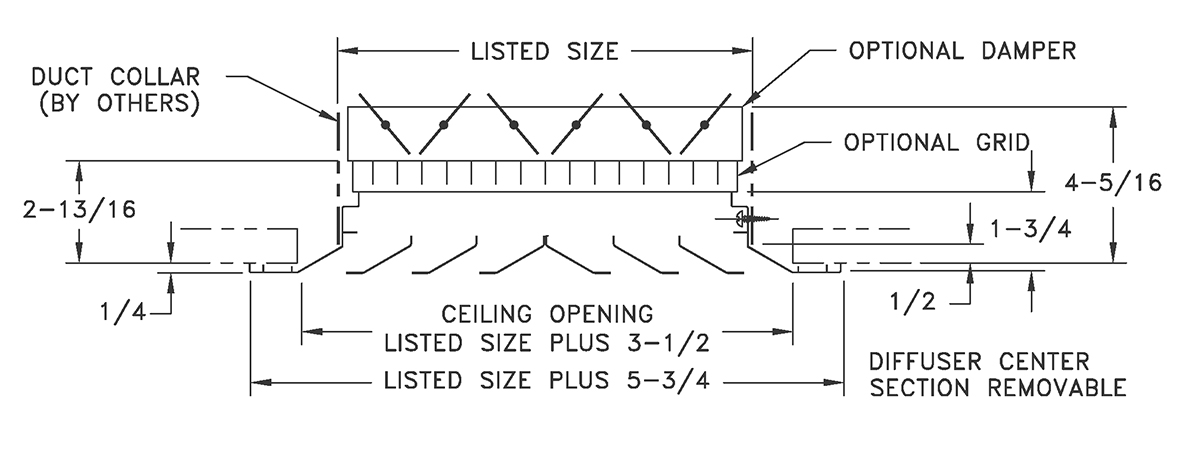 AL1400 FR33 - Ceiling Diffuser for T-bar