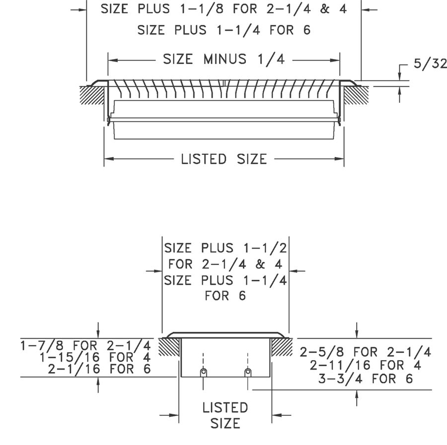 Dimensional Drawing 850 - Deluxe Floor Register 