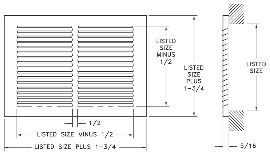 Dimensional Drawing 63GH - Stamped-Face Return Grille 