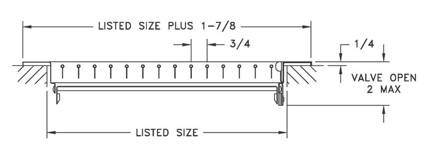 900H/900V AL900H/AL900V - Single Deflection Supply with Multi-Louver Damper, Steel or Aluminum - Dimensional Drawing