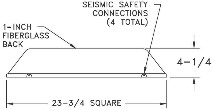  12PFFI - Filter Frame Perforated Return with Concealed Hinge - Dimensinal Drawing