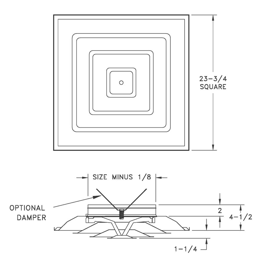  1500 - Step-Down Ceiling Diffusers - Dimensional Drawing 