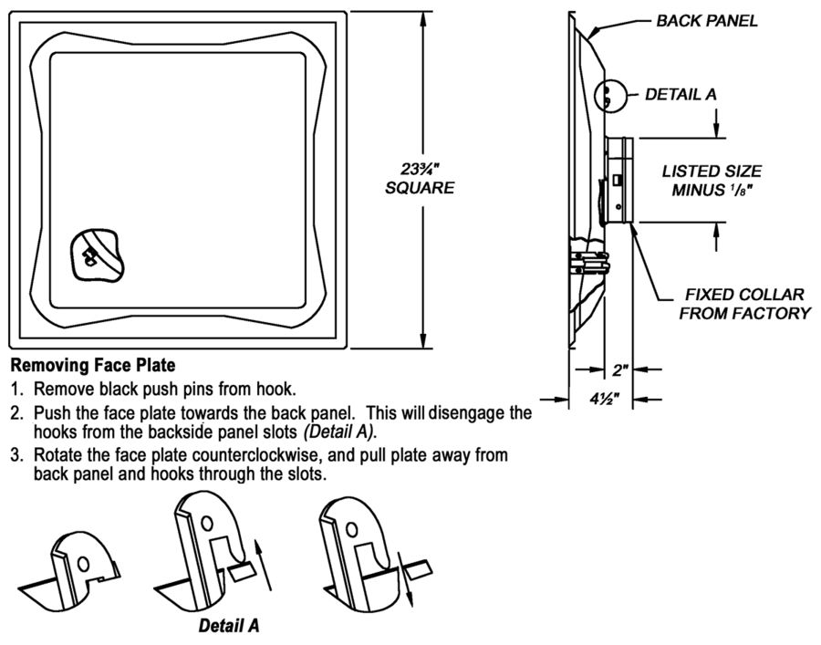 1580/1590 - T-Bar Plate Diffuser -Dimensional Drawing