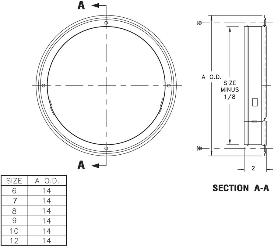  1565 - Collar Ring -Dimensional Drawing 