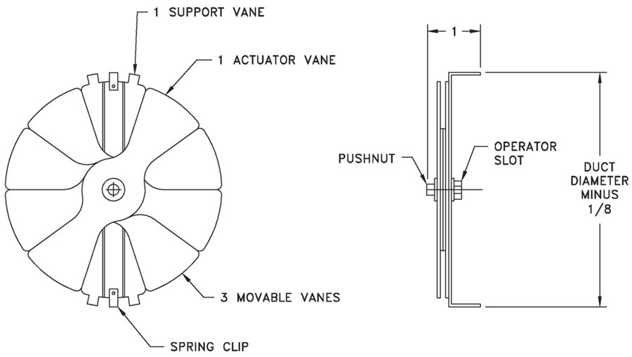 R42 - Radial Blade Damper - Dimensional Drawing