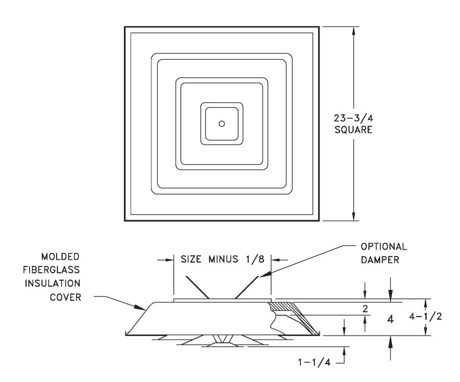  1540/1540D - Insulated Step-Down Ceiling Diffuser - Dimensional Drawing