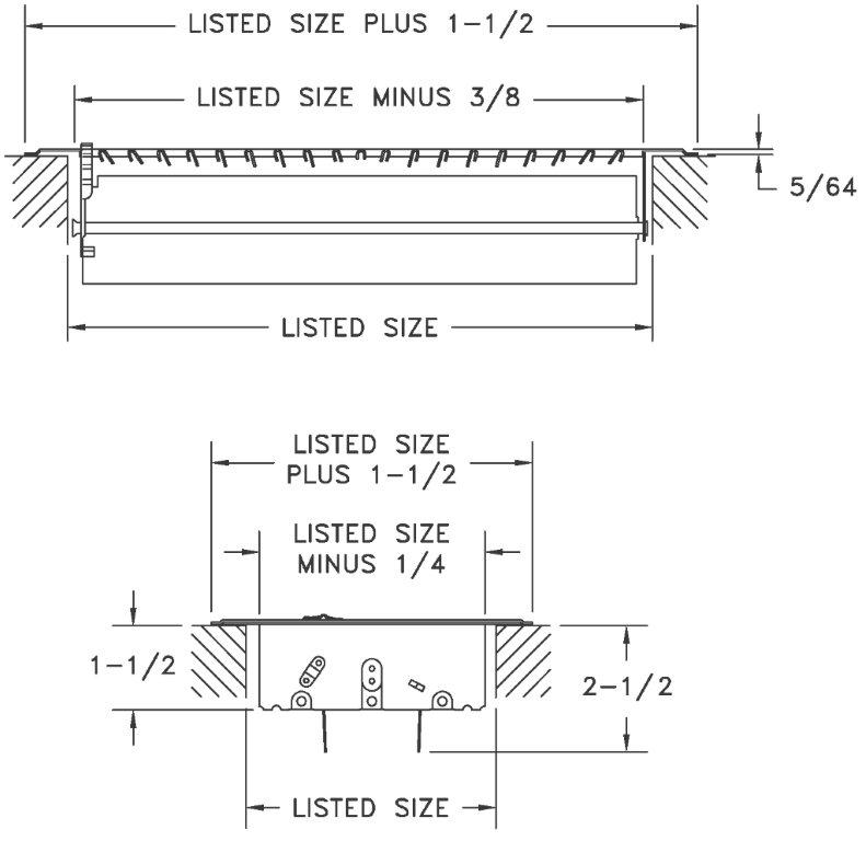 800 - Stamped Floor Register Dimensional Drawing