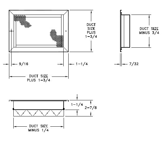 12P/12POBD - Perforated Diffuser Face - Dimensional Drawing