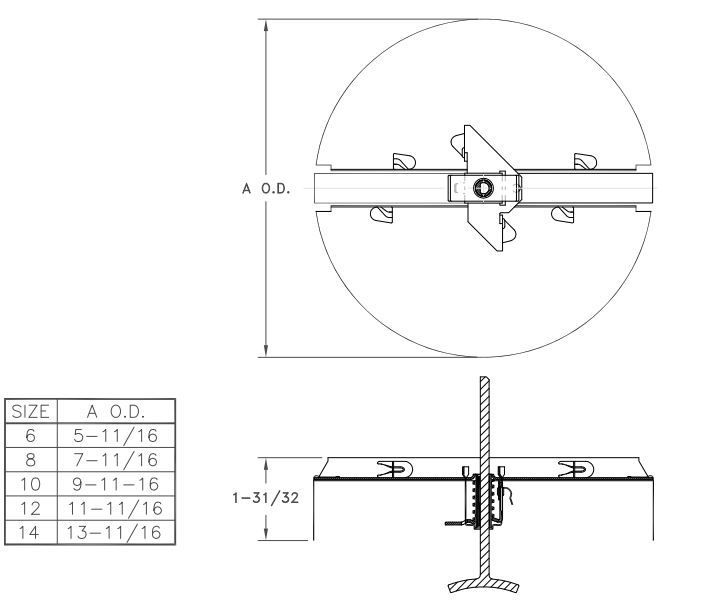 R22 - Butterfly Damper - Dimensional Drawing